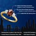 thumbnail image 2 of Gem Stone King 2.03 Ct Oval Checkerboard Red Garnet 18K Yellow Gold Plated Silver Ring, 2 of 6