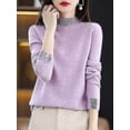 thumbnail image 1 of Chandail en Laine Cachemire 100 % pour Femmes Tricot Col à Manches Chandail Chaud, 1 of 5