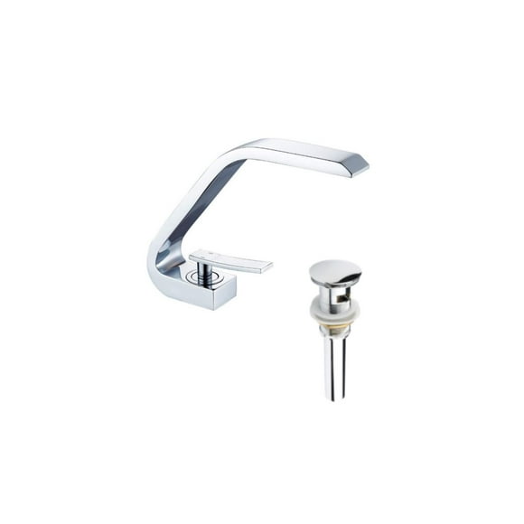 DROP Bath and Kitchen DR091466 Bathroom Sink Faucet with Square shape in Chrome color from Island series - includes Drain with overflow
