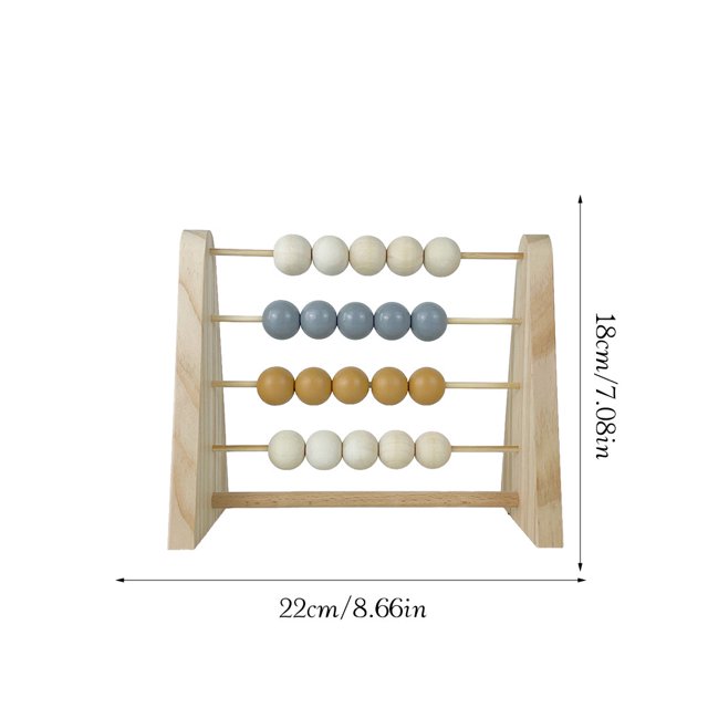 Wood Abacus Toy Beads Counting Playthings Simple Design Early Education Math Learning Toys Educational Prop Home Decoration Gray yellow