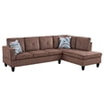 thumbnail image 2 of Hommoo Corduroy Living Room Furniture Sets, 4-Seat L-Shape Sectional Couch Sofa, Brown(No Ottoman), 2 of 9
