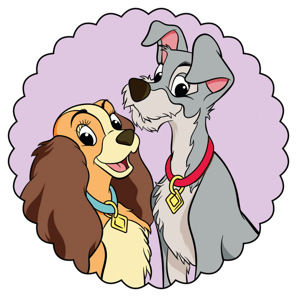 Baby Dogs Cartoon Characters Decal Lady And The Tramp Movie Design Vinyl  Home Kids Bedroom Wall Decal - 20