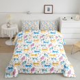 thumbnail image 2 of Manfei Boho Folk Cat Full Size Comforter Sets, Floral Art Bedding Comforter Set, White Blue, Stars Reversible, 3pcs, 1 Comforter and 2 Pillowcases, 2 of 7