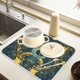 thumbnail image 2 of Yayeee Dish Drying Mat for Kitchen Counter 16" x 18" Microfiber Super Absorbent Coffee Decorative Pad, Green Celestial Serpent, 2 of 9