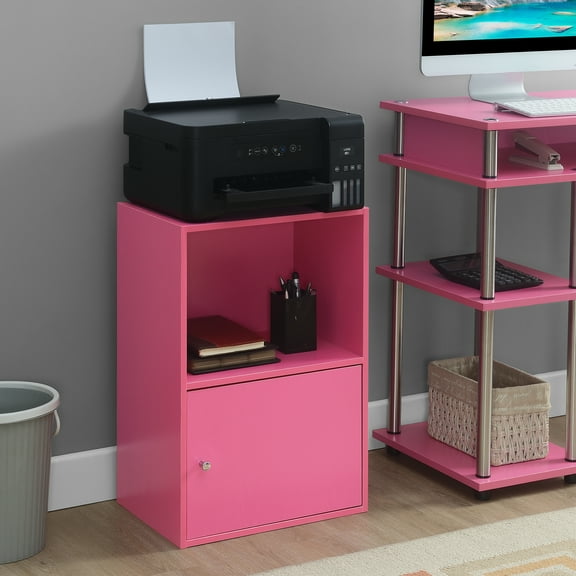 Convenience Concepts Xtra Storage 1 Door Cabinet with Shelf, Pink