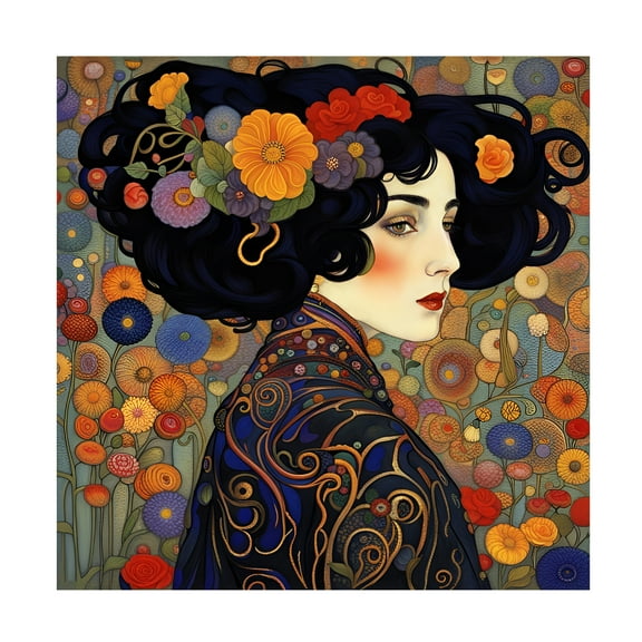 Canvas Wall Art - Tina Lavoie 'Art Nouveau Beauty IV' Wall Art for Living Room, Bedroom, or Office Décor by Trademark Fine Art - 14 x 14 Inches