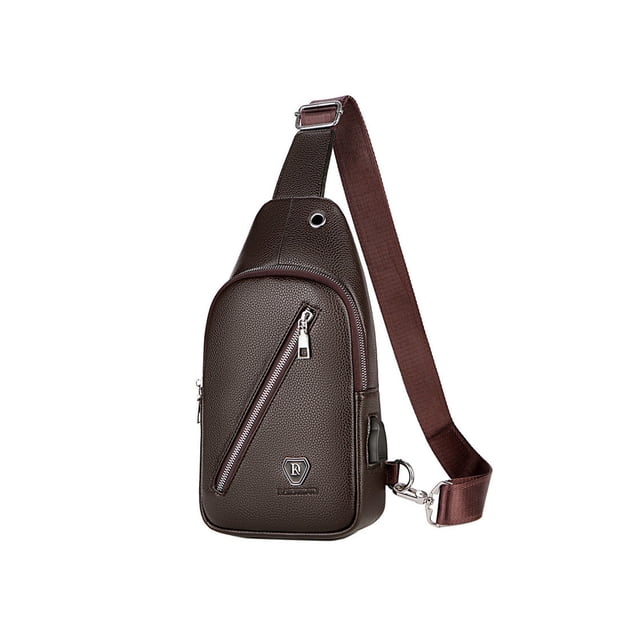 Mochila con Puerto de Carga Usb con Puerto Usb, Jack para Auriculares, Correa de Hombro, Mochila, Mochila de Senderismo, Bolsa de Pecho Multipropósito de Cuerpo Cruzado Bolsas de Cuero Cruzado