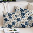 thumbnail image 2 of Navy Blue Beige Floral Throw Pillow Cover 16 x 24 Inch Decorative Pillow Cover Vintage Farmhouse Floral Leaves Lumbar Pillowcase Seasonal Rectangle Cushion Case for Couch Sofa Bed Living Room, 2 of 9