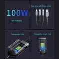thumbnail image 6 of 100W Fast Charging Cable, 3 in 1 Braided Charger Cord with LED Display, Transparent USB Data Cable for Smartphones Tablets, Multi Device Charging Wire 3.9 Feet, 6 of 8