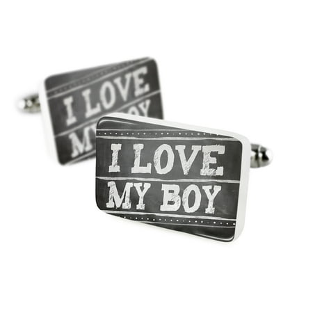 Cufflinks Chalkboard with I Love my BoyPorcelain Ceramic NEONBLOND