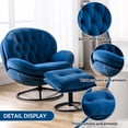 KINFFICT Velvet Accent Swivel Chair with Ottoman, Modern Arm Reading