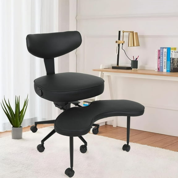 PULUOMIS Meditation Chair Pro, ADHD Chair for Adults with Adjustable Back Support, Ergonomic Kneeling Yoga Criss Legged Desk Use, Black