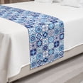 thumbnail image 2 of Azulejo Bed Runner, Folkloric Portuguese Pattern with Floral Motifs in Squares, Decorative Accent Bedding Scarf for Hotels Homes and Guestrooms, King, Dark Sky Blue Sky Blue, by Ambesonne, 2 of 2
