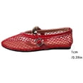 thumbnail image 4 of Hinvhai Mesh Ballet Flats for Women Buckle Strap Comfy Casual office Fishnet Ballerina Flat Shoes Red 6.5(38), 4 of 9