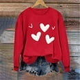thumbnail image 4 of Qepwscx Womens Shirts Long Sleeve Red Valentine'S Day Crewneck Sweatshirt Love Heart Printed Ladies Blouses Tops For Women Trendy Pullover Sweatshirt Graphic Tops & T-Shirtsholiday Party Tees Tops, 4 of 7