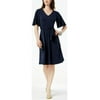 CHARTER CLUB $79 Womens New Navy Belted Bell Sleeve A-Line Dress PM Petites B+B