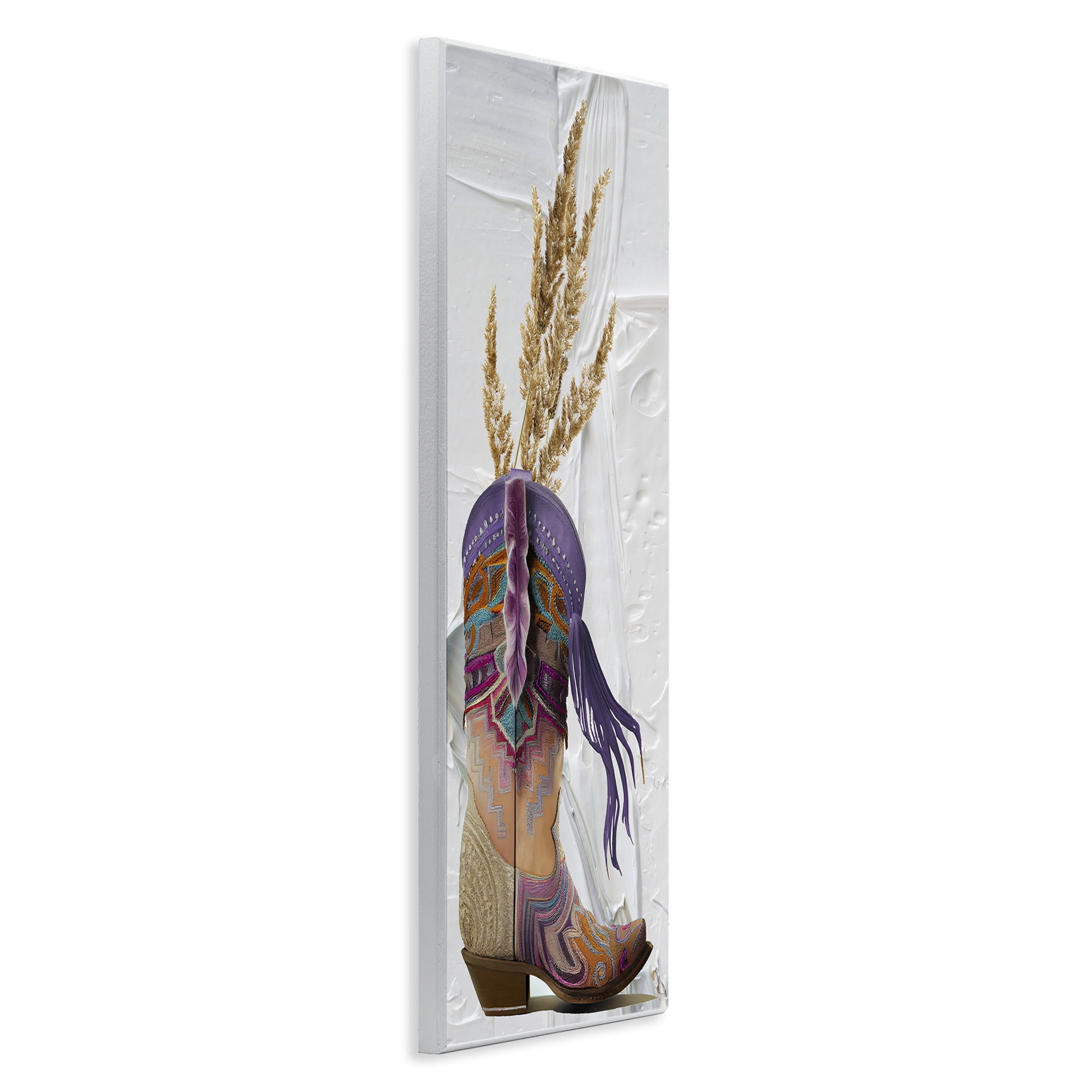 Stupell Industries Cowboy Boot & Wheat Botanical & Floral Painting Unframed Art Print Wall Art, 7 x 17