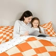 thumbnail image 5 of Feelyou Moder Square Abstract Bedding Comforter Set for Kids, Chic Orange Plaid Twin Comforter Sets, Pixelated Blocks Miners Reversible Bedding Set, Ultra Soft Bedroom Decor, 2-Piece, 5 of 8