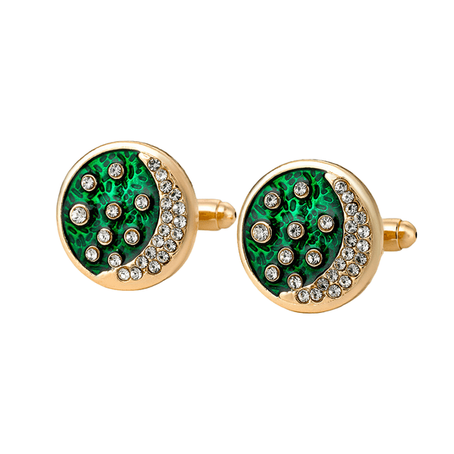 Gemelos elegantes en verde y cristal para hombre