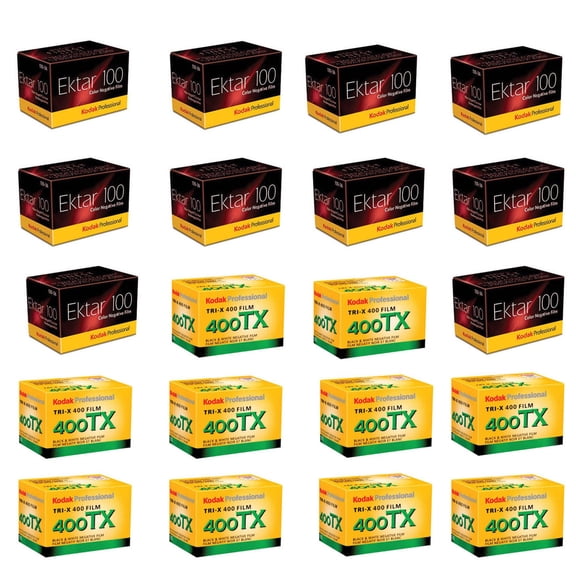 Kodak 10 x Ektar 100 Color Negative Film ISO 100, 35mm Size, 36 exp. - Bundle With 10x Kodak Tri-X Pan 400, Black & White Negative Film 35mm Size, 36 Exposure