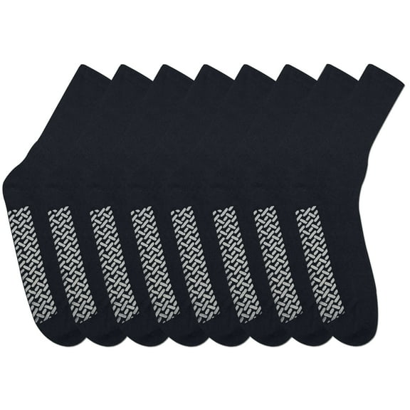 Nobles Assorted Diabetic Anti Skid/ No Slip Hospital Gripper Socks, Great for adults, men, women. Designed for medical hospital patients but great for everyone (Size 10-13 - 9 Pairs Black)