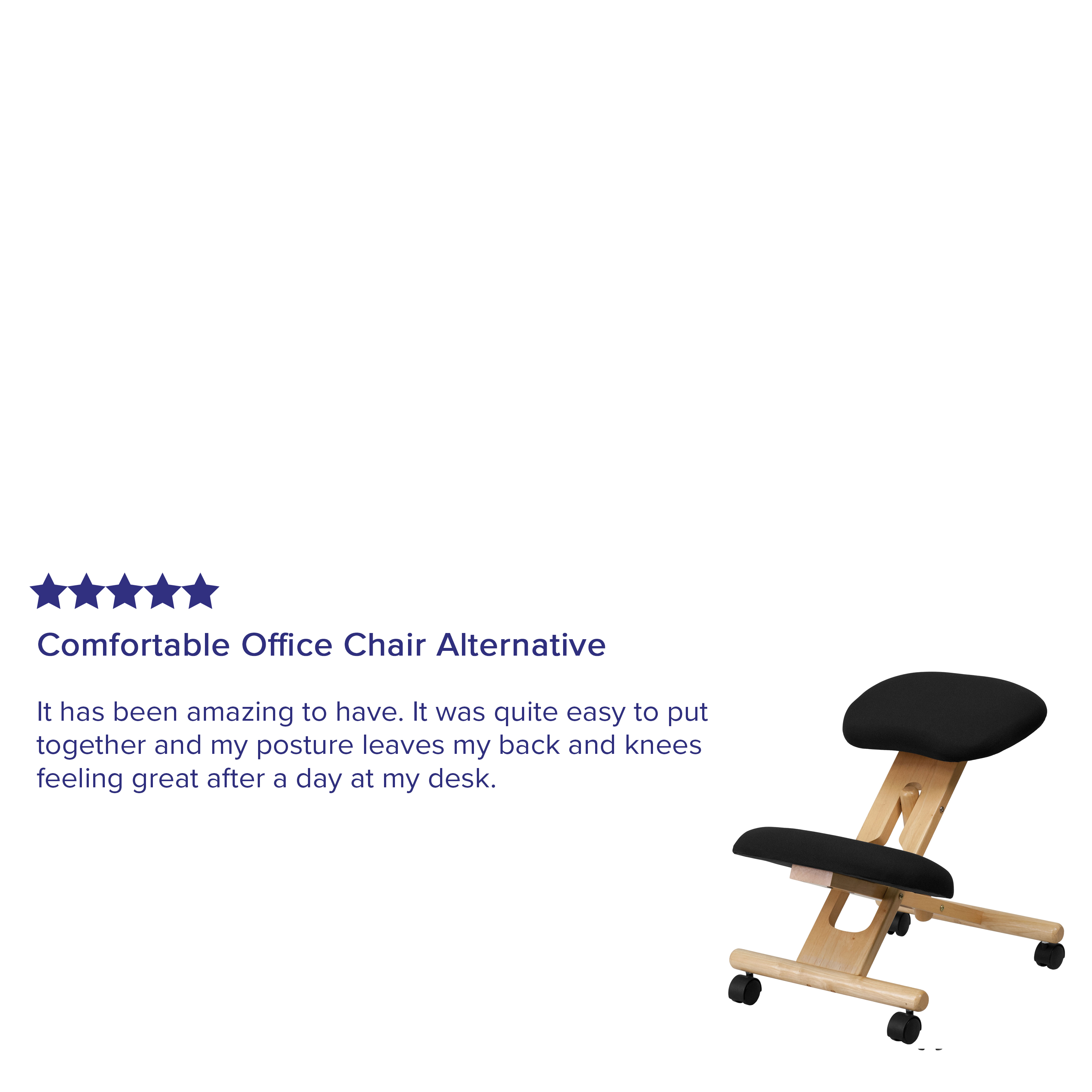 Flash Furniture Mobile Wooden Ergonomic Kneeling Office Chair in Black Fabric - image 5 of 13