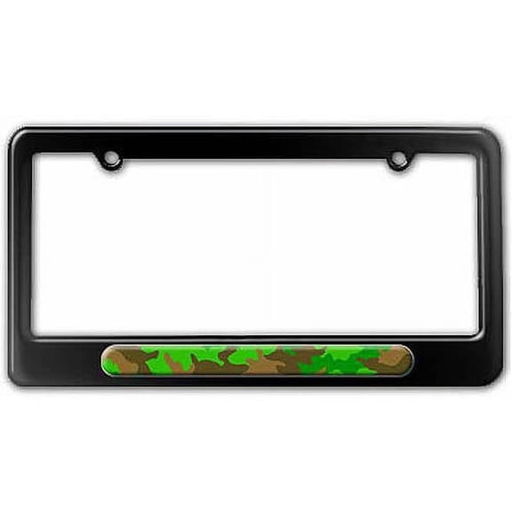 Camouflage Green Print, Military License Plate Tag Frame, Multiple Colors