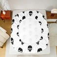 thumbnail image 5 of jejeloiu Spooky Skull Bed Sheets,Gothic Skeleton King Sheets,White Black Sheet Set For Girls Boys,Ultra Soft Home Decor,4 Pieces, 5 of 7