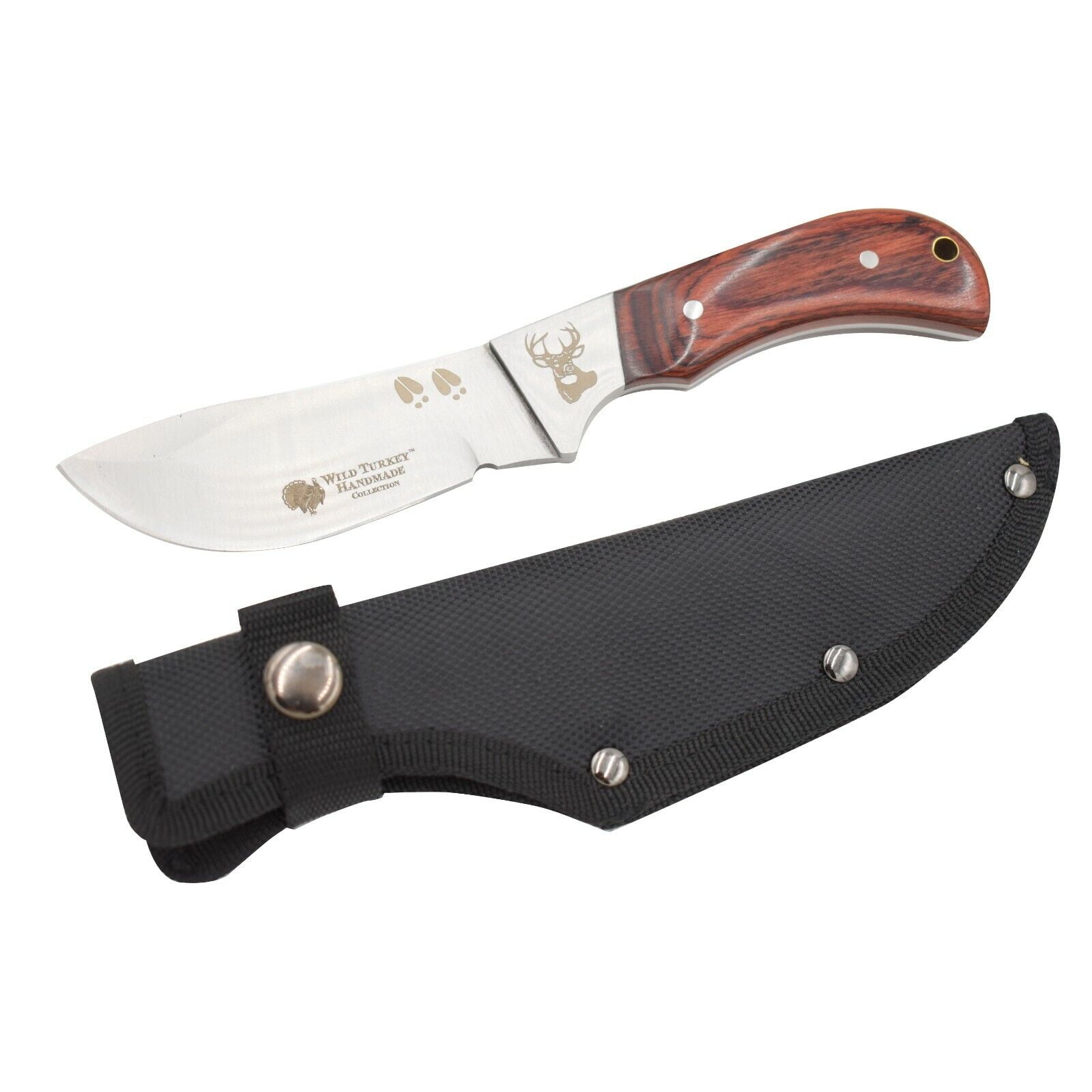 Wild Turkey Handmade 8'' Wildlife Collection Fixed Blade Hunting Knife w. Sheath