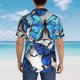 thumbnail image 4 of Balery Blue and White Butterflies Camisas hawaianas de manga corta para hombre, camisas playeras de corte holgado, camisas de vacaciones con botones,Medium, 4 of 7