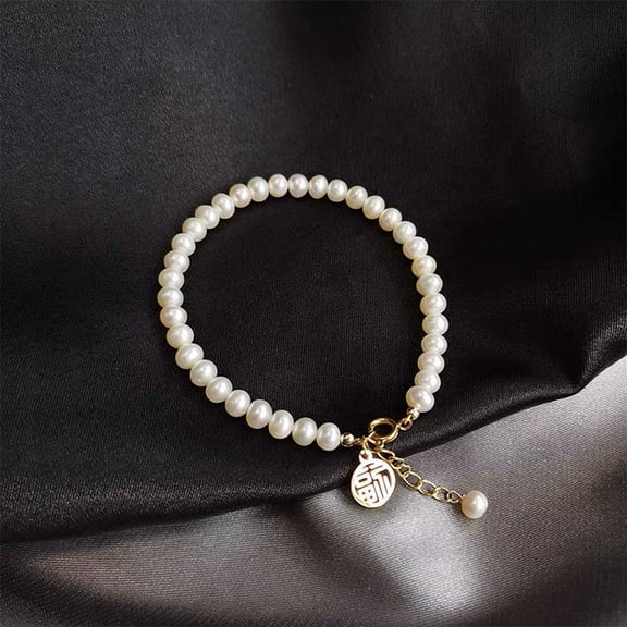 Imitation pearl Hollow Copper Money Adjustable Bracelet for Elegant Hollow Blessing Lucky Long Tassel Women Charm Pearl Bracelet