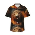 thumbnail image 1 of Balery Cool Fire Lion Camisas hawaianas de manga corta para hombre, camisas playeras de corte holgado, camisas de vacaciones con botones,3X-Large, 1 of 7
