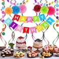 thumbnail image 5 of PENGXIANG Birthday Decorations, Rainbow Birthday Party Decorations for Women, Girls Happy Birthday Party Decorations with Birthday Banner, Paper Pom Poms and Colorful Banner for Birthday, 5 of 7