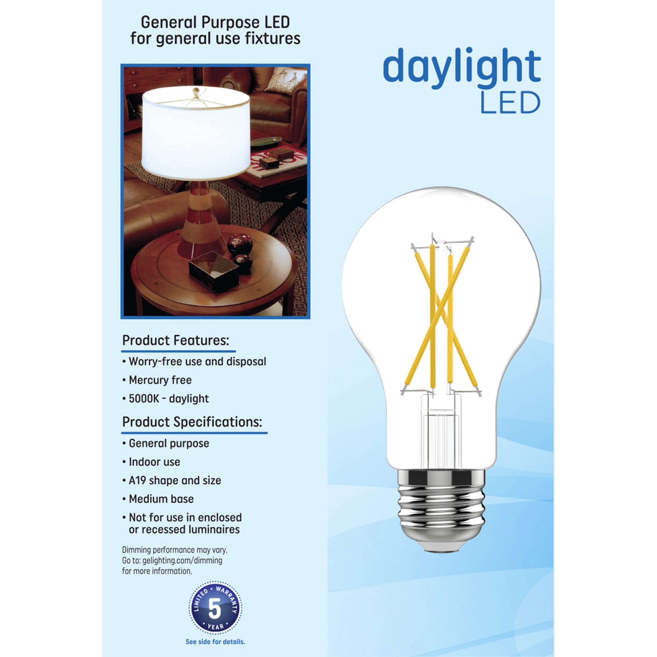 GE A19 LED Light Bulbs, 75 Watts, Daylight, 13yr, 4pk CEC