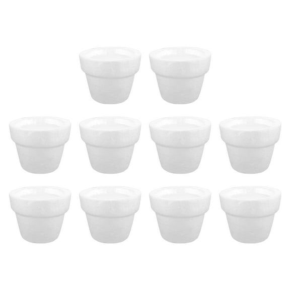 BESTYASH Set of 10 White Foam Planter Pots for Home and Office Desk Decoration, Lightweight and Containers