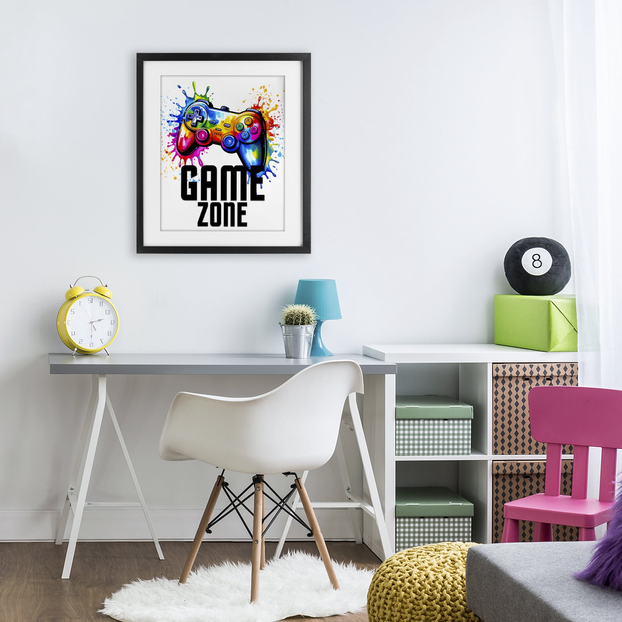 Stupell Industries Game Zone Splash Black Framed Print Under Glass, design by Kim Allen
