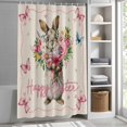 thumbnail image 6 of Easter Bunny Shower Curtain Set, Waterproof Shower Curtains for Bathroom, Cute Rabbits Spring Daisy Flowers Retro Beige Washable Fabric Bath Curtain for Bathtub Decoration with Hooks 48x72 Inches, 6 of 9