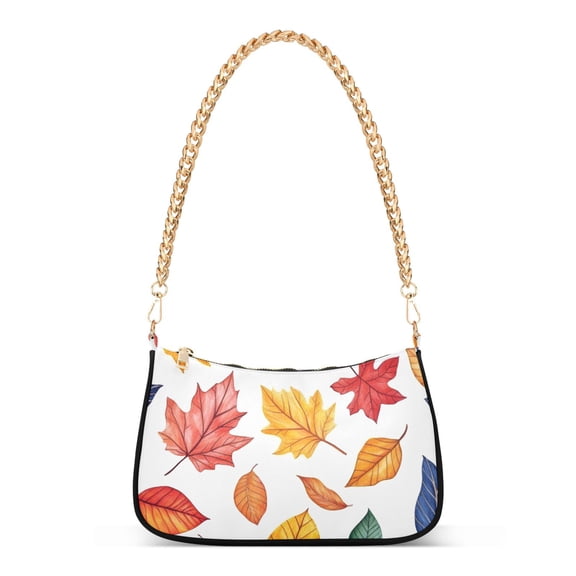 FORMRS Womens Shoulder Bag with Chain Strap Clutch Purse Cute Tote Handbag, Blue Leaves