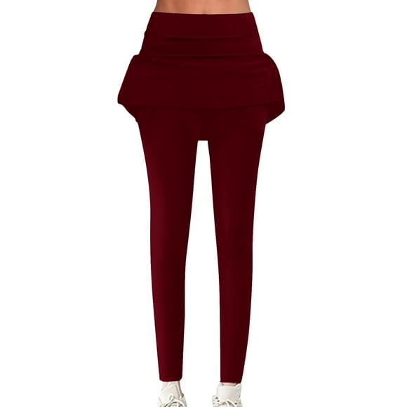 Clearance Sale! Skirted Leggings for Women High Waisted Tennis Yoga Leggings Skorts Skirts Full Length Leggings Skirt A Line Skirt Wine 3Xl
