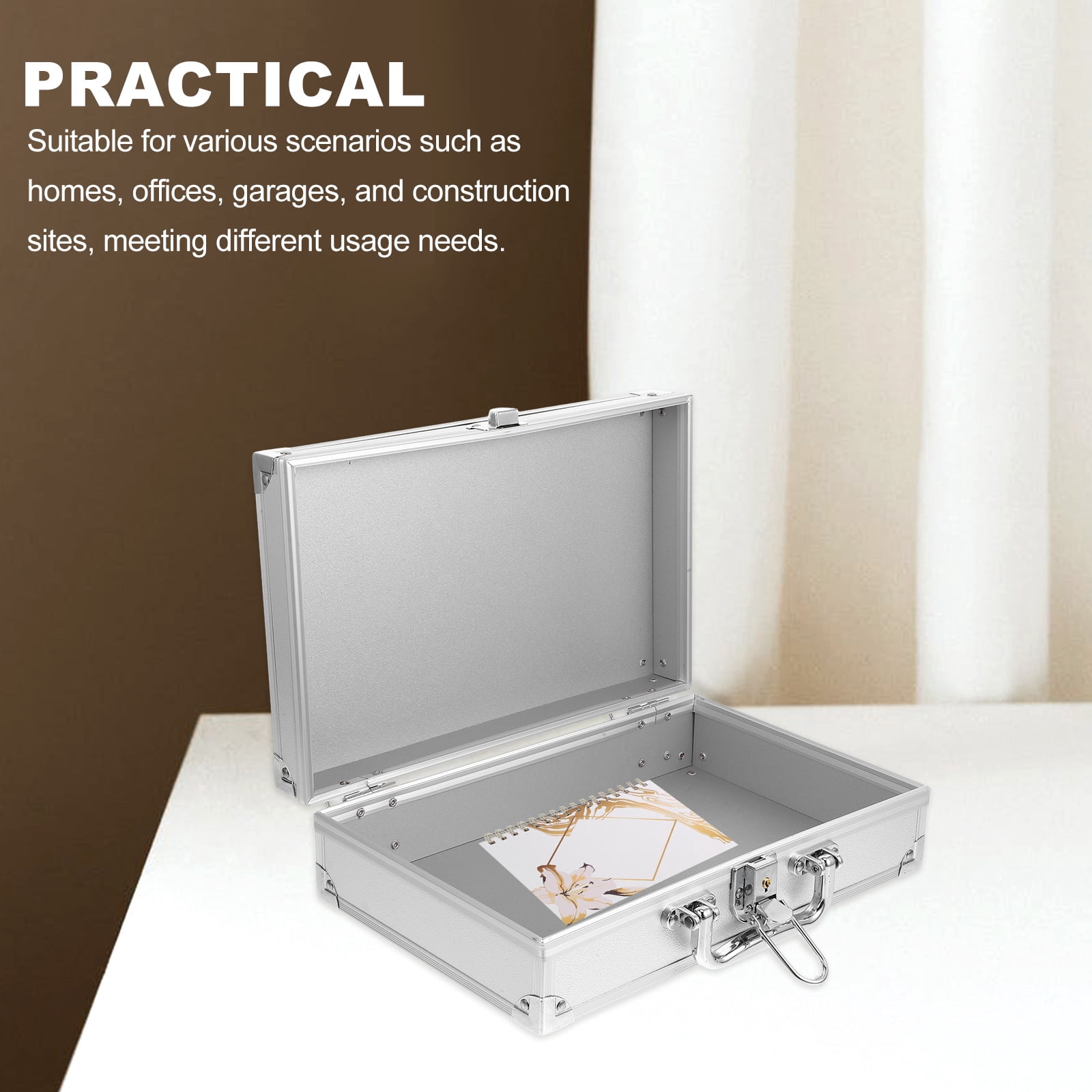 WASHWEPE 1Pcs Rectangular Metal Briefcase With Tool Organization .8X7.9X3.5in