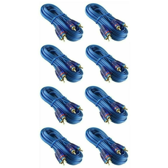 8 Raptor (Metra) 20' Neon Blue Series RCA Audio Cable