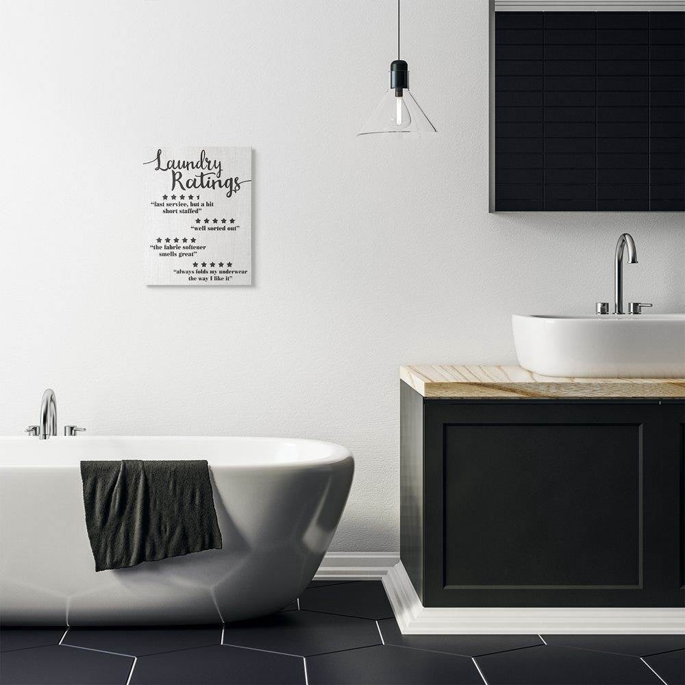 Stupell Industries Laundry Rating Five Star Bathroom Funny Word Design Canvas Wall Art by Daphne Polselli