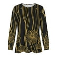 thumbnail image 4 of hxobax Floral T-Shirts Women Long Sleeve Tunic Tops Casual Pleated Crew Neck Pullover Classic Tees, 4 of 5