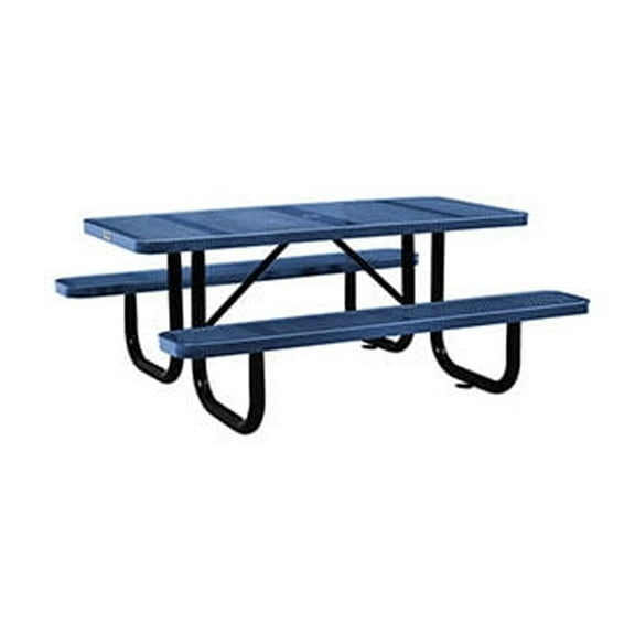 Global Industrial 72" Rectangular Picnic Table, Surface Mount, Blue