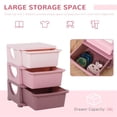 thumbnail image 2 of 3 Tier Kids Storage Cases with 3 Drawers, Storage Cabinet with Round Edge for Boys, Girls, Toddlers, Pink, 2 of 7