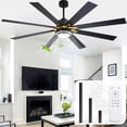 thumbnail image 3 of Chords Attic 72" Modern Black Ceiling Fan with LED Light Kit and Remote, 6-Speed Quiet DC Motor, Reversible for Large Living Rooms, 3 of 14