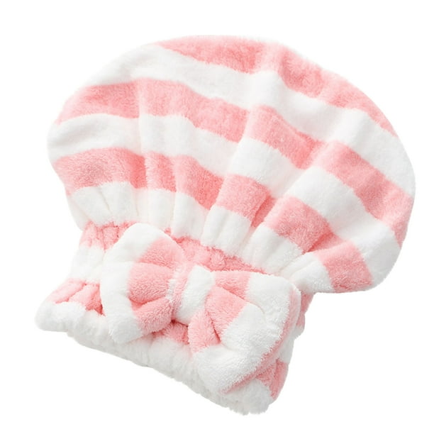 Sofa Vama Ropa de Cama Gorro de secado rápido con lazo de terciopelo para secador de pelo, toalla absorbente de microfibra, gorro de ducha de princesa a rayas. for Navideño