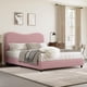 thumbnail image 5 of Queen - size rosa niños marco cama: forrado cabecero, low - profile sturdy cama plataforma con soft bouclé fabric girls y boys, heavy - duty madera slats, noise - free (no necesita colchón base), 5 of 8