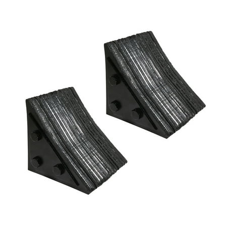 2 Pack 7"x7-1/2"x7-1/2" Small Laminated Rubber Wheel Chock for Semi Trucks RVs & Trailers - Black Heavy Duty Wheel Chocks with Built-in Handle, Steel Plate, Semi Rigid Finish