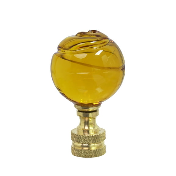 Aspen Creative 24015 Yellow Glass Ball Lamp Finial in Solid Brass Finish, 2" Tall (1 Pack)